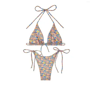 Women's Swimwear Small Floral Swimsuit Sexy String Bikini Two Piece Beach Top