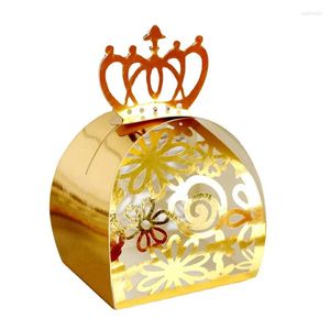 Presente de embrulho a laser coroado Crown Rose Flower Candy Box Casamento de chocolate Favor de embalagem