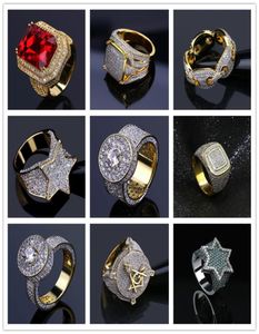 Muitos designs para opções Bling Iced Out Gold Rings Mens Hip Hop Jóias Cool Cz Stone Men Rings Hiphop Tamanho 7117391328