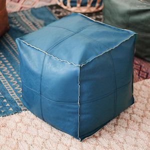 Pillow Moroccan Artificial PU Leather Pouf Cover Craft Simple Sofa Ottoman Footstool Unstuffed Living Room Bedroom Covers