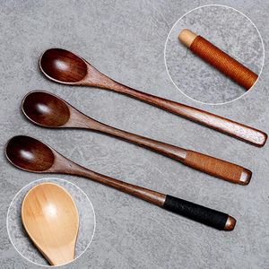 Coffee Scoops Japanese-style Long Handle Wooden Spoon Stirring Rod Tea Dessert Mixing Soup Tableware Kitchen Supplies