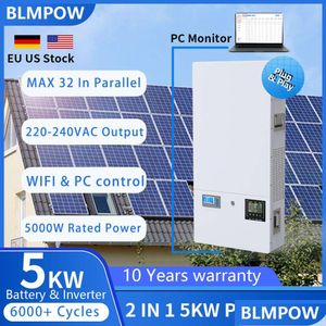 Baterias 48V 100AH Powerwall 2 em 1 Integramento do inversor LifePO4 Battery Pack 5kWh 6000 Cycles Plug and Play com PV para Solar Solar DHIRB