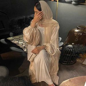 Abbigliamento etnico chic glitter musulmani kimono abaya puff slve retrò cardigan etnico abito Dubai arabia saudita mediorientale eid vestiti outwear t240510odad
