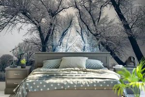 Wallpapers Custom HD 3D Wallpaper Living Room Ice And Snow Forest Mural Background Wall Papel De Pared