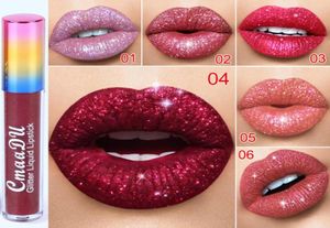 Cmaadu Glitter Lip Gloss Velvet Matte Lip Tint 6 Kolory Wodoodporna długotrwała Diamentowa Flash Shimmer Lipstick2315036