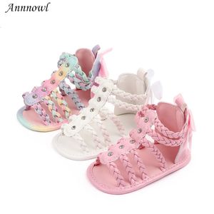 Moda marka bebek kız kız yaz ayakkabıları doğumlu bebes sandalet toddler prenses ayakkabı 1 yıl için bow deri sandalen 240429