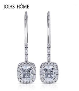 Dangle Chandelier JoiasHome 925 Sterling Silver Earrings Korean Version Of Crystal Clear Fourclaw Square Diamond Ring Set Femal4302167