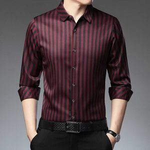 Camisas casuais masculinas 2023 designer de marca listrada roupas masculinas coreanas camisa de manga longa de luxo vestido casual jerseyl2405