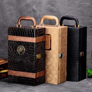 Gift Wrap PU Leather High-grade Wine Double Box 750ml 2 Bottles Package Solid Top-grade Commercial Packing