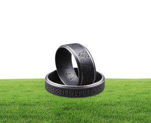 316L Stainless steel Odin Norse Viking Amulet Rune Fashion Style MEN and women fashion words RETRO Rings Jewelry with wooden box P9780460