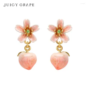 Dangle Earrings Water Peach For Women French Light Luxury Elegant Eardrops Enamel Handcrafted Fashionable Jewelry Trendy