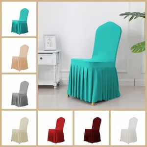 Pokrywa krzesła elastyczna plisowana spódnica zdejmowana stała kolor miękki poduszka grubsza obudowa ochronna długa plecy