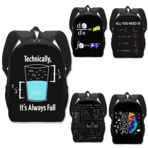 Bolsas para fórmula matemática ciência engraçada bolsa álgebra Equação da escola Backpacks Crianças Humor adolescente Daypack Student Book Geométrico UPWIV