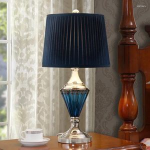 Table Lamps Modern Blue Glass Lamp Bedside For Living Room Luxury Creative Simplicity Warm Bedroom