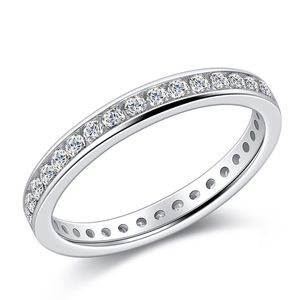 Мужчины женщины мода Moissanite Ring S925 Сплошное серебро серебряное серебро Простые элегантные кольца мойссанита для годовщины свадьбы 5-11