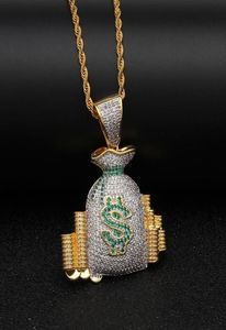 Colares pendentes Classic Men039s Dinheiro colar de bolsa de dinheiro Cash Coin Chop Hip Hop Charm Bead Jewelry Gift for Men and Women2826450