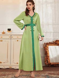 Roupas étnicas Ramadã Eid Satin Abaya Dubai Turquia Islã Vestido Muslim Longo Kaftan Abayas Vestidos Africanos Para Mulheres Caftan Robe Femme Musulmane T240510