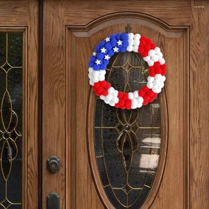 Decorative Flowers Independence Day Garland Stars Stripes Wreath Patriotic Usa Flag Decoration For Front Door