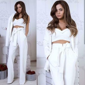 3 -częściowa matka panny młodej Kobiety Kobiety Sexy Crop Top Suits Blazer