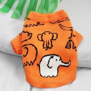 Vestuário de cachorro laranja elefante elefante suéter de estimação de animal de estimação/inverno Padrão de animais roupas de pelúcia de pelúcia de bichon suprimentos quentes