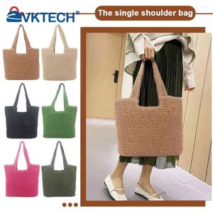 Shoulder Bags Lady Straw Woven Bag Large Capacity Paper Rope Handmade Hand-Woven Handbags Summer Fashion Simple Casual Shopping
