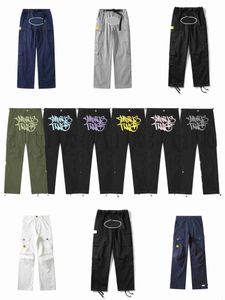 Mans Pants Cargo Mens Streetwear Hip Hop Printed Casual Trousers Military Retro Multi-pockets Straight Loose Overalls Button Fly Couple straight leg workout pants