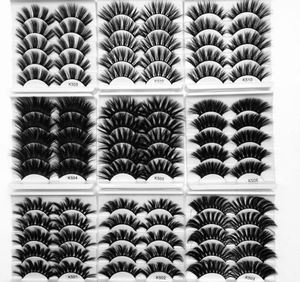 Falsche Wimpern 15 Paare 3D Nerz Haarkreuzskross wispy Kreuz flauschiger Länge 25mm Wimpern Erweiterung handgefertigte Augen Make -up -Werkzeuge8772981