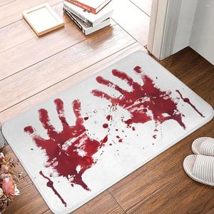 Bath Mats Bloody Fingerprint Mat Red Blood Bathroom For Shower Home Decor Absorbent Foot Anti-Slip DIY Toilet