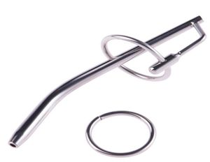 Penis de aço inoxidável Tubo uretral maca uretral Dilator Dilator Metal Uretral Sound através do orifício com 2 anéis5278366