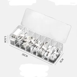 Hooks Transparent Plastic Data Line Storage Box Management Office Supplies Organizer Cable Desk Stacker Makeup Container