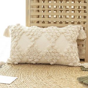 Travesseiro caseiro móvel arremesso de tufado com sofá de borlas