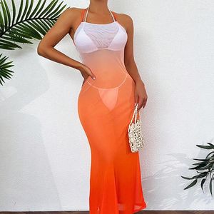 Ein Stück Badeanzug Cover-ups Frauen Maxi Kleid Sundress Roben Sommer solide Mode Beach Holiday Bikini Cover ups Long