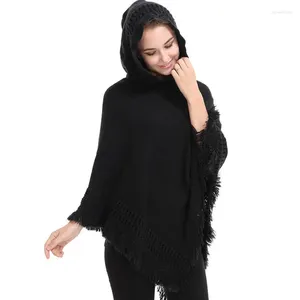 Frauen Strick Herbst/Winter Kapuze losen Pullover Cape Strickschal