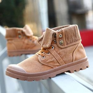 Sapatos casuais WhoHoll Brand Men Boots de tela para Man Spring Autumn Street Fashion High Work Outdoor Retro Desert 2024