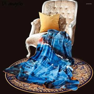 Blankets Chinese Style Pattern Brocade Velvet Blanket Air Conditioning Sofa Comfy Office Shawl El Bed Cover Quilt Bedspread #/