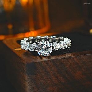 Кластерные кольца Diamond Ring 925 Серебряное предложение подарочный набор с высоким углеродным универсальным стилем
