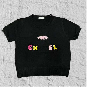 2024SS Spring Womens Sweaters Designer Sweater Women Fashion Pärled Letters Knitwear Women Slim Short Sleeve Knit Tops