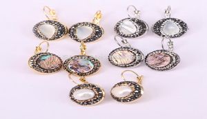 10PAIRS ZYZ1779951 Orecchini a guscio di perle naturale per la pettina di perle in cristallo Rhinestone pavimentato in argento in argento Orecchini pendenti C181228177388