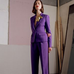 Purple Women's Pant Suits 2 Pieces Mother's Dress Slim Fit Ladies Office Evening Work Wear Tuxedos Jacket Pants 230H