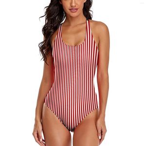 女性用水着クラシックストライプ水着セクシーな赤と白いラインワンピースボディースーツ面白いビーチウェアギフトアイデア
