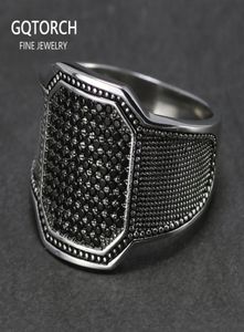 Solid 925 silverringar coola retro vintage turkiska ring bröllop smycken för män svart zirkon sten krökt design bekväma passningar 18848663