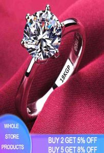 com cicotate nunca desaparece 18k anel de ouro branco para mulheres Solitaire 2.0ct Rodado de zirconia diamante Jóias de noiva 5556943