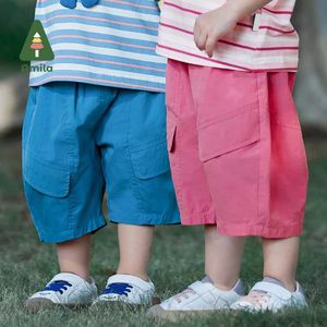 Shorts Amila Baby Pants 2023 Summer New Boys and Girls Trousers High saturation Fashion One piece Cocoon shaped Childrens Bottom d240510