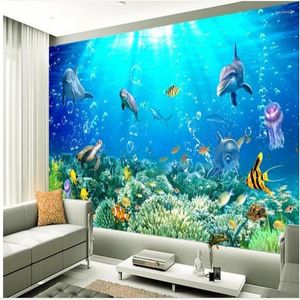 Sfondi Wellyu Personalizzati Murale su larga scala Effetti 3D Underwater World TV Sfondo 10 metri necessari per sfondi a parete di fondo