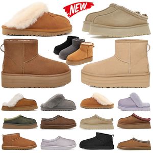 Tasman chinelos tazz chinelos austrália sementes de mostarda chinelos castanhas de casca de ovelha clássica Ultra mini plataforma botas de inverno uggg slippers sapatos planos camurça