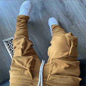 2021 Fall Winter Streetwear Mens com calças de carga Pockets Sorto Calça Casual Calça de Joging Calças Sorto H220804