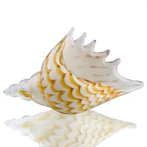 Dekorativa figurer Gul konstglas Sea Shell Handblåst conch figur Hemdekoration bröllop prydnad