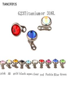 14G G23 Titanium Micro Dermal Anchor 316L rostfritt stål topp och basdrivning hud fancy body smycken piercing 50pcs2666632