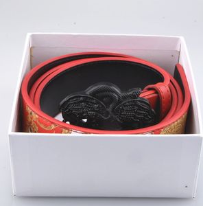 Paski designerskie dla mężczyzn marka pasa BB Simon pasek w stylu francuskim styl vintage czarno -czerwony skóra z okrągłym i 3D stereohead Medusa klamra