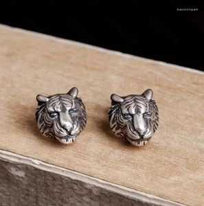 Stud Earrings Retro Silver Color Tiger Domineering Forest King Men Women Nightclubs Bars Students Trendy And Cool